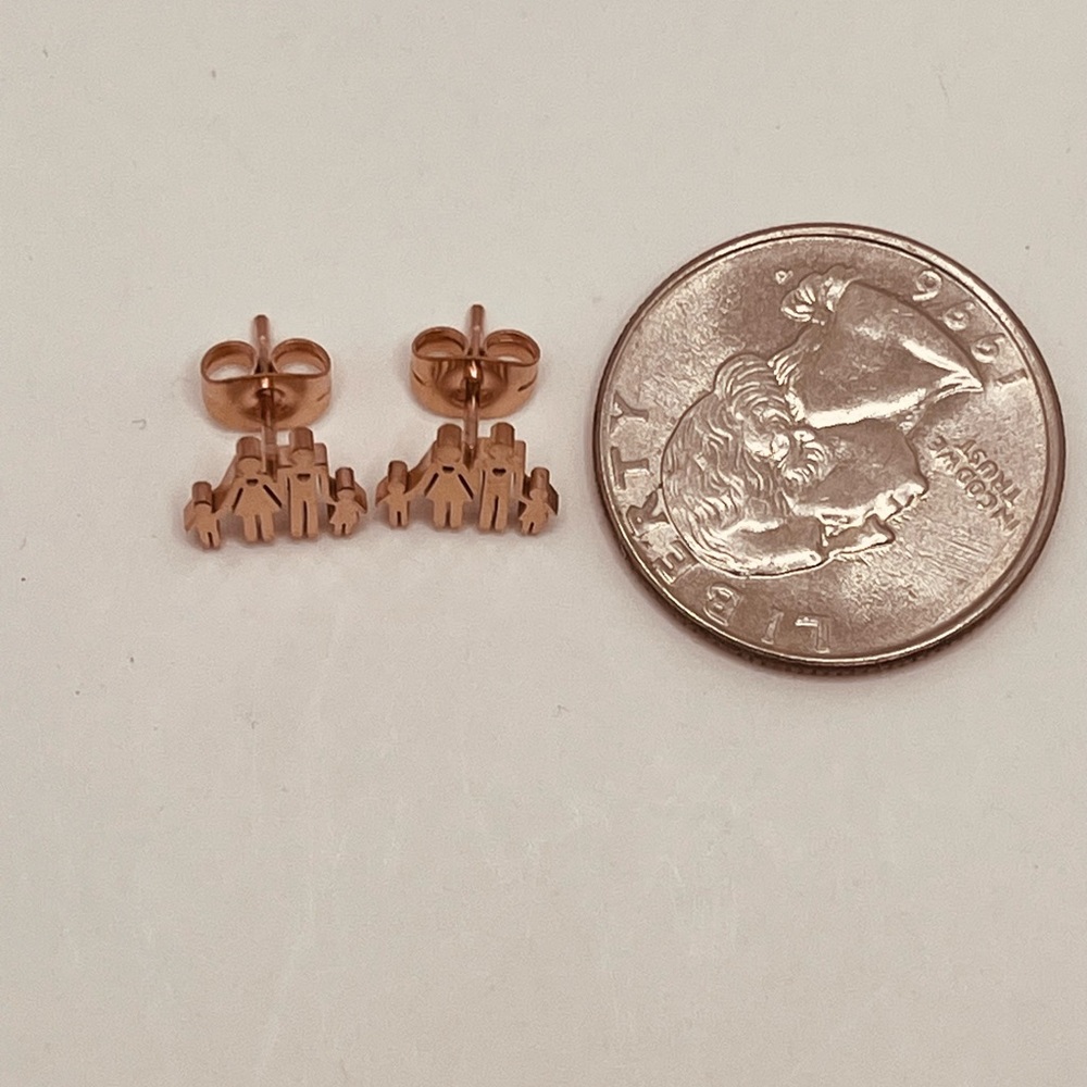 Stainless steel earrings for women pink Gold color design family
